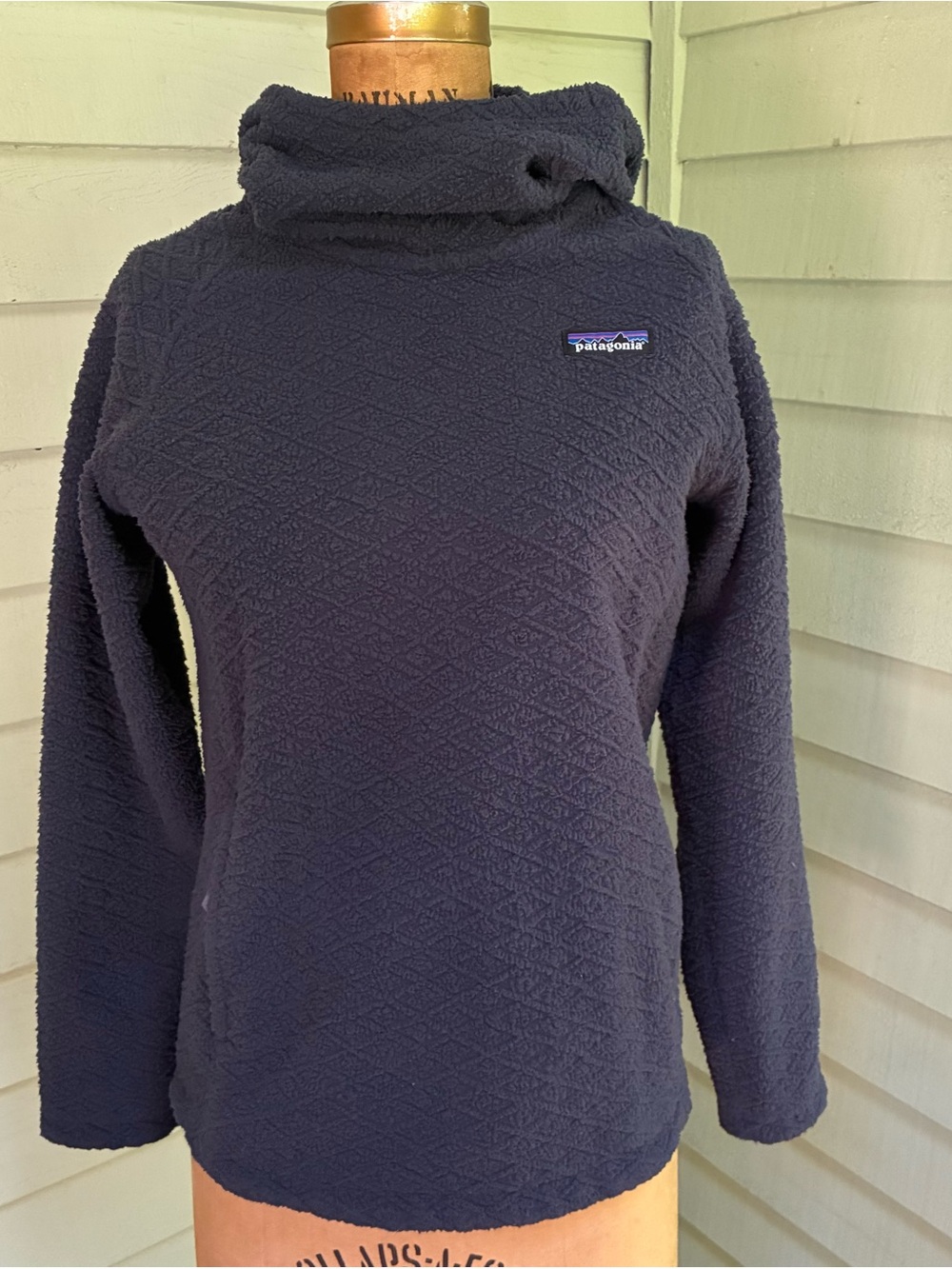 Patagonia Diamond Capra Hoody Hoodie Womens Textured Pullover Fleece Blue Small